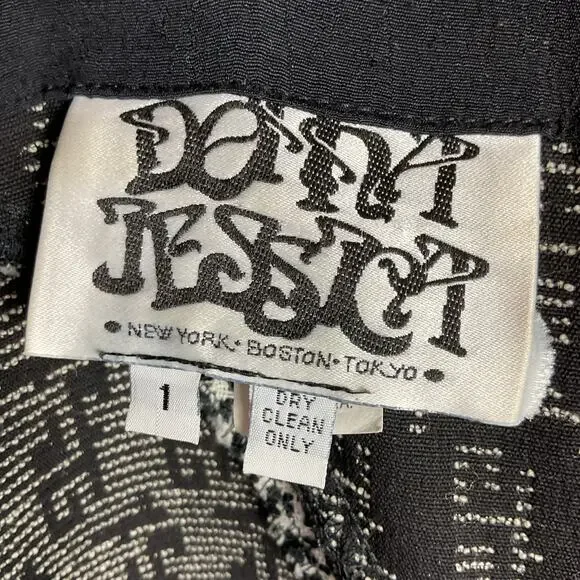Vintage Donna Jessica Boho Art To Wear Patchwork Blazer Black and White Size 1 - Picture 8 of 12